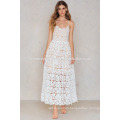 White Cotton Lace Spaghetti Strap Maxi Summer Daily Dress Manufacture Wholesale Fashion Women Apparel (TA0159D)